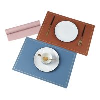 【CC】♘  Rectangular Phnom Penh Leather Placemats  Oilproof Food Mats Double-sided Table Mats.