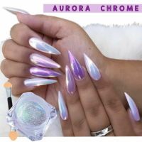 แป้งทาเล็บ Aurora Mirror Effect Chrome Nail Art Mermaid Rainbow AB-Gamekj