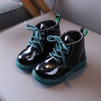 Kids Fashion Boots British Style Boys Leather Martin Boots Girls Booties Waterproof PU Soft Bottom Non-slip Children Boy Shoes