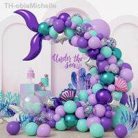 【hot】❆  140Pcs Roxo Sereia Tema Arch Crianças Menina Aniversário Decoração Baby Shower Under The Sea Wedding Supplies