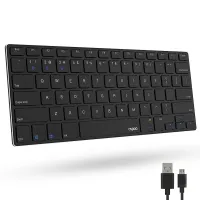 Rapoo E6080 Rechargeable Multi-Device Bluetooth Keyboard Ultra-Slim 5.6mm Aluminum Alloy Base Keyboard Support up to 3 Devices