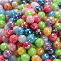 ◙ 6mm 8mm 100/200pcs AB Color Acrylic Bead Round Spacer Faceted Beads For Jewelry Making DIY Bracelet Necklace Handmade Craft