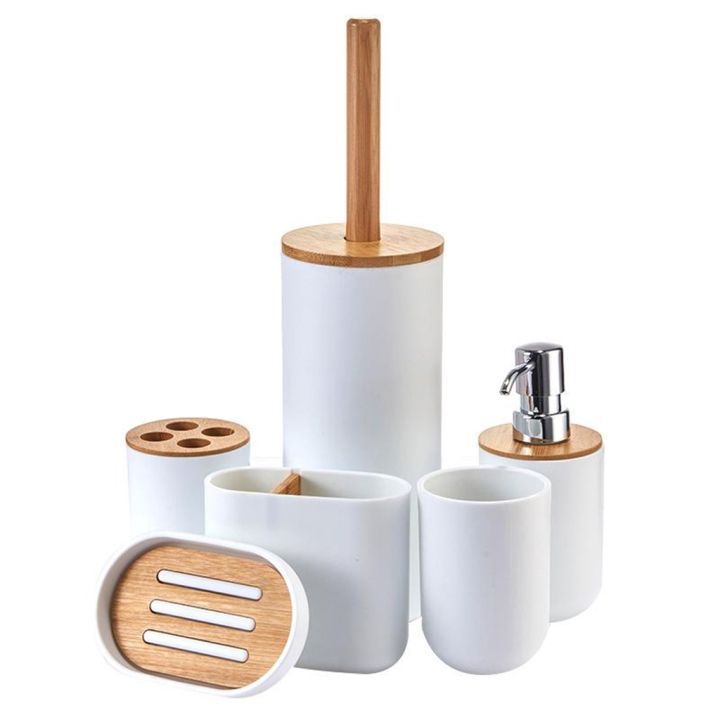 amleso-ชุดอุปกรณ์ห้องน้ำ-อุปกรณ์เสริม-เครื่องจ่ายโลชั่น-ที่วางแปรงสีฟัน-แปรงขัดห้องน้ำ-จานสบู่-แก้วน้ำ