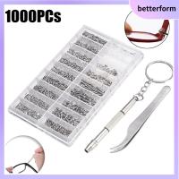 BETTERFORM 1000PCs สำหรับซ่อมแว่นตา/นาฬิกา แว่นสายตา ไขควง ผ้าฝ้าย สกรูน๊อต ไขควง คละชุด ชุดเครื่องมือซ่อม สกรูซ่อมแว่นตา คละชุด แว่นตา แว่นกันแดด