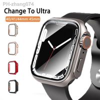 Upgrade to Ultra For Apple Watch Case Tempered Glass Cover 8 7 6 5 4 45mm 44mm 41mm 40mm Appearance Change to Ultra 49mm Frame