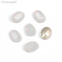 White Opal Oval Shape K9 Fancy Crystal Pointback Nail Charms Glass Rhinestones for 3D DIY Nail Art Accessories