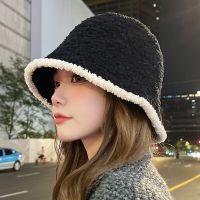 COKK Bucket Hat Women Winter Cashmere Thick Fisherman Cap Ear Protection Fashion Outdoor Keep Warm Fishing Hat Female Korean New