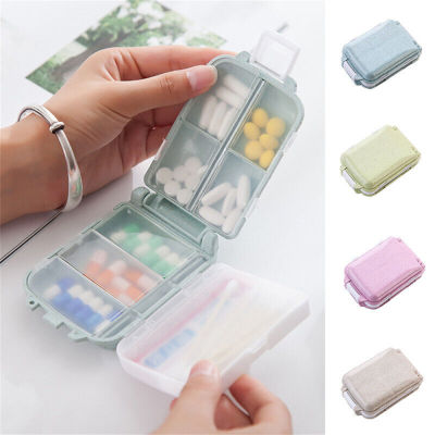 Storage Box Portable Large Capacity Travel Wheat Straw Daily Pill Box Organizer Case Medicine Storage