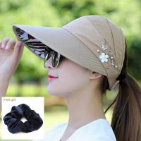 2023 Summer Hats For Women Foldable Long Brim Sun Hat Pearl Flower Visor Suncreen Floppy Cap Female Outdoor Casual Baseball Cap