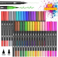 36 24 12 Colour Double Felt Tip Pens Watercolour Marker Pens Art Colouring Pens Fine Tip Brush Markers for Adult Student Drawing Highlighters Markers