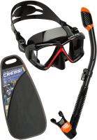 ชุดหน้ากากพร้อมท่อ อุปกรณ์ดำน้ำ CRESSI UNISEX PANO 4 AND DRY SNORKELING COMBO SET - BLACK FRAME