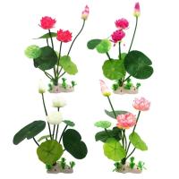 Fish Tank Plant Realistic Lotus Aquarium Landscape Decorations Fish Tank Accessories for Shrimp Gecko Newt Hermit Crab excitement