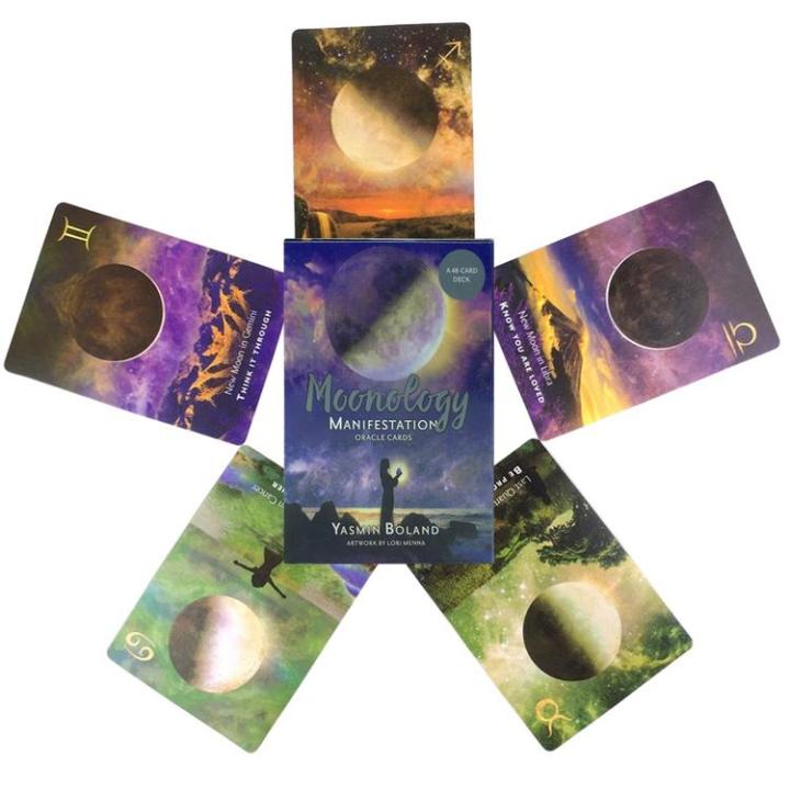 ร้อนขายไพ่ทาโรต์สำหรับการทำนายของใช้ส่วนตัวสำหรับ-moonology-manifestation-oracle-cards-mysterious-divination-tarot-deck-เวอร์ชั่นภาษาอังกฤษเต็มรูปแบบในอุดมคติ