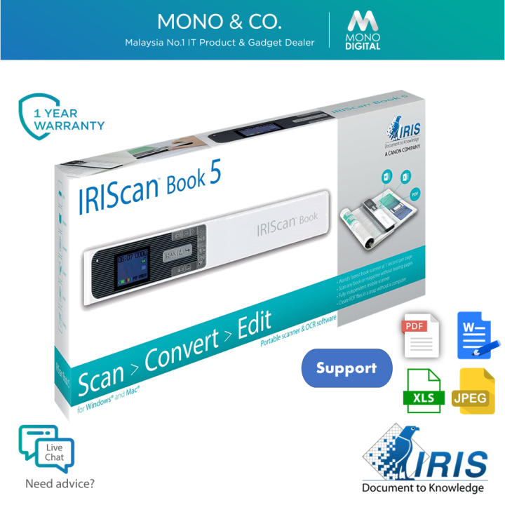 IRIScan Book 5 Portable Book Scanner Supports Windows/Mac OS/IOS