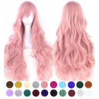 Soowee 80cm Synthetic Hair Long Curly Cosplay Wig Black Pink Red Green Wigs Party Hairpieces Headwear Halloween Costume Wigs