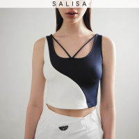 SALISA - TANK Two-Tone Crop Top White/Navy