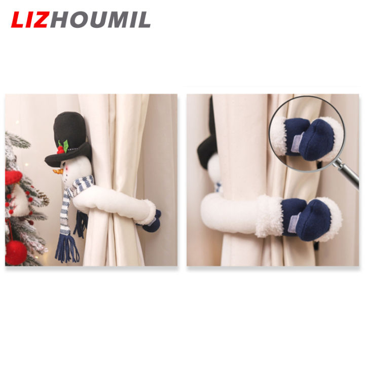 lizhoumil-ม่านหัวเข็มขัดรูปซานต้ามนุษย์หิมะกวางการ์ตูนน่ารักสำหรับตกแต่งบ้านสำนักงานห้องนอนสายรวบม่าน