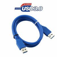 สาย USB 3.0 ตัวผู้ 2 หัว สำหรับเชื่อมต่อพอร์ตยูเอสบี ตัวผู้ 2 ด้าน (สีน้ำเงิน) ความเร็วสูง USB 3.0A Male to A Male Cable