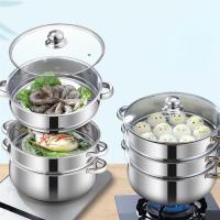 1Pc 28ซม. สี่ชั้น Steamer ครัวเรือนมัลติฟังก์ชั่สแตนเลส Steamer หม้อ Stockpot สำหรับ Home Kitchen