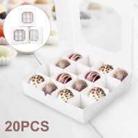 20Pcs Party Cupcake Boxes Empty White Gift Candy Boxex Inserts Clear Window and Divider for Chocolate Cake Packaging Bag Tapestries Hangings