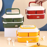 Retro Cute Rabbit Japanese Double-layer Compartment Student Portable Lunch Box Couple Food Container Storage Small Lunch Box