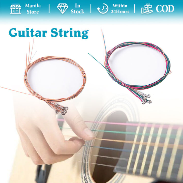 6 Guitar Strings Replacement Steel String for Acoustic Guitar Colorful Guitar Strings Musical Instrument Parts Accessories | Lazada PH