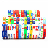 2pcs Silicone Men Women Country Flag Print Bracelet Sports Friendship Wristband Rubber Bangles Cheerleader Cuff Accessories Gift