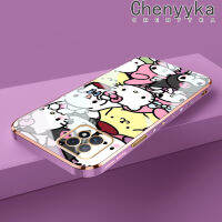 เคส Chenyyka สำหรับ OPPO A72 5G A73 5G A53 5G ลายการ์ตูน Hello Kitty Melody ใหม่เคสโทรศัพท์ชุบหรูหราบางคลุมทั้งหมดป้องกันเลนส์กล้องเคสมือถือซิลิโคนนิ่มเคสกันกระแทก