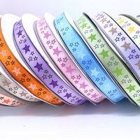 【hot】！ 5 Yards 20mm Width Grosgrain Printed Star Decorations Bow Wrapping Supplie