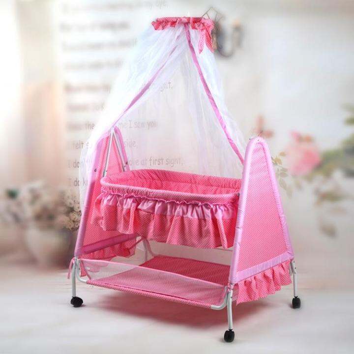 Rocking bed baby cradle bed newborn swing (PINK) Lazada