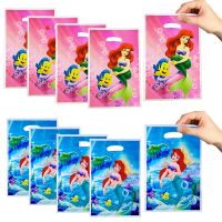 MA1MBB 10pcs Mermaid Birthday Party Decoration Kids Shower Girls Tableware Supplies Gift Bags Cartoon Ariel Candy Box