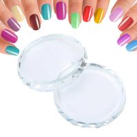 2Pcs Nail Art Palettes Gel Polish Palette Color Mixing Drawing Paint Plate Toning Glass False Eyelash Glue Hold Makeup Pallet