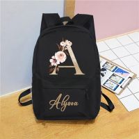 Personalised Name Initial with Gold Design Kid Child Pre Rucksack