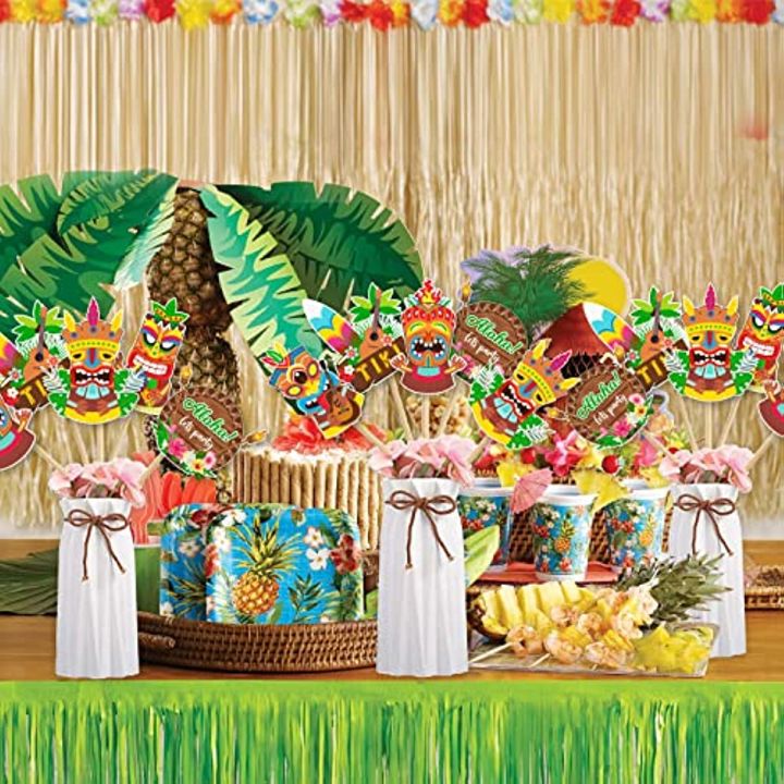 ของตกแต่งงานปาร์ตี้-jollyboom-tiki-hawaiian-luau-centerpieces-ตกแต่งเทศกาลฮาวายปาร์ตี้ฤดูร้อนเขตร้อน-tiki-แท่งเสียบประดับ-24ชิ้นผ้าปูโต๊ะ-tiki-ของตกแต่งโต๊ะงานเลี้ยงบูธถ่ายภาพประกอบฉาก