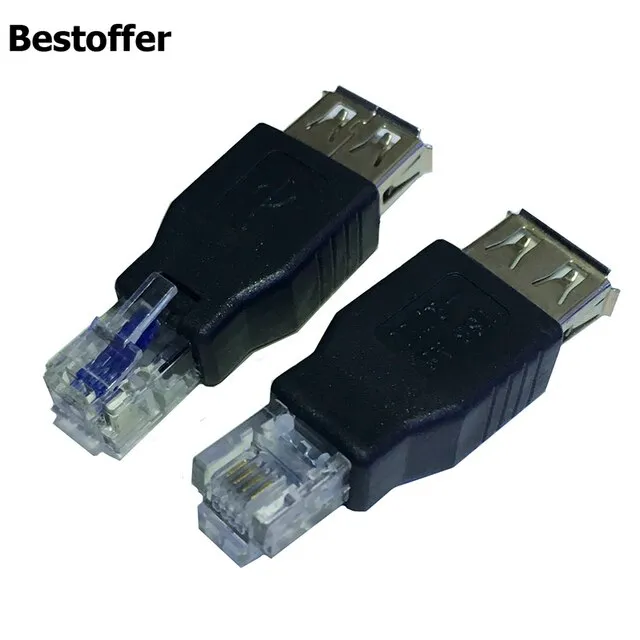 2 Pieces USB 2.0 A Female to RJ11 RJ12 4PIN Network Male Adapter
