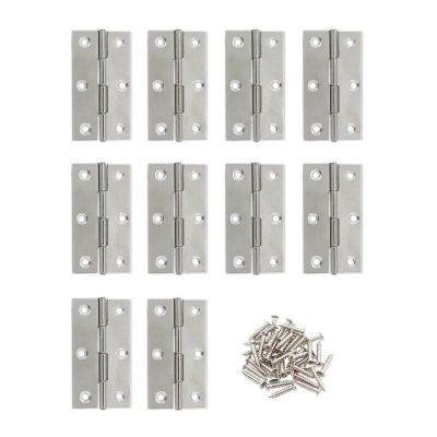 10PCS Small Hinges Cabinet Gate Closet Door Hinge  Home Furniture Hardware Stainless Steel Folding Butt Hinge with Screws 2.5