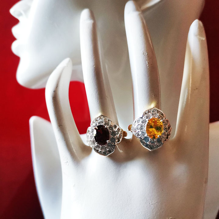 inspire-jewelry-แหวนพลอยโกเมน-หรือพลอยบุษราคัม-ประดับเพชร-สวยงามมาก-ฟรีไซด์-งานฝังหนามเตย-งานจิวเวลลี่