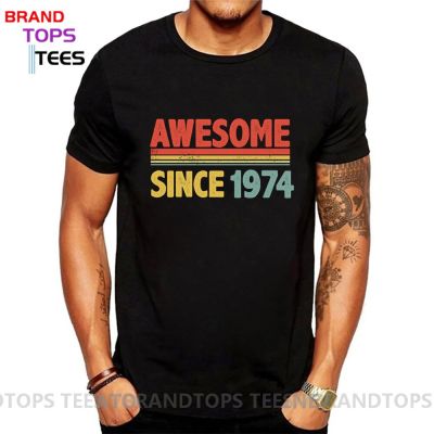 Awesome Since 1974 All Original Parts T Shirts Men Funny Vintage Born In 1974 T-Shirt Christmas Birthday Gift Tee Shirt