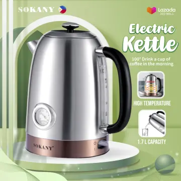 Sokany 2.2L Electric Kettle Glass Stainless Steel Tea Water Boiler Led Fast  Hot