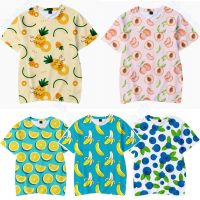 Fashion Kids Fruits Peach Pineapple Orange Print Casual Short Sleeve T-Shirt Boys/Girls