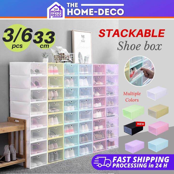 Foldable Plastic Shoes Box Stackable Storage Shoe Box Clear Shoes
