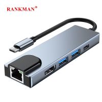 (Bishop Belle)Rankman ฮับ Type-C สำหรับ RJ45อีเทอร์เน็ต,แท่นวางมือถือ4K HDTV USB 3.0 2.0 C สำหรับ MacBook iPad Samsung S20 Dex Xiaomi 10ทีวีสวิตช์ PS5