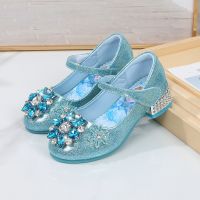 ✉☒☇ Girls High Heel Princess Shoes Model Catwalk Show Leather Shoes Silver with Childrens Full Dress Shiny Stage Crystal Shoes Childrens silver high-heeled shoes Korean version of glass shoes with dress shoes Shiny princess shoes