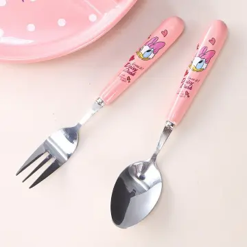 Kawaii Duck Spoon and Fork Set for Kids School Cute Portable