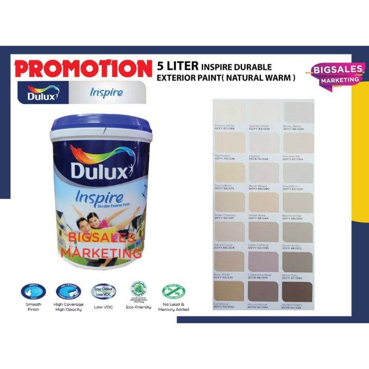 5 Litre ICI DULUX Weather Resistant Inspire Durable Exterior Paints