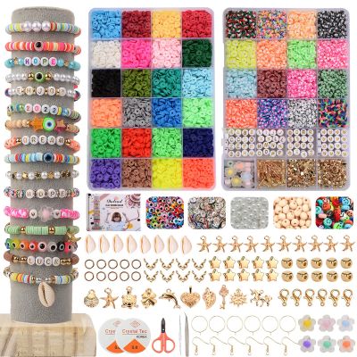 10000Pcs/Box 6mm Clay Bracelet Beads for Jewelry Making Kit Flat Round Polymer Clay Heishi Beads DIY Handmade Accessories Headbands