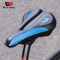 WEST BIKING Comfy Bicycle Gel Saddle Cover Waterproof Grain Leather Highly Elastic Seat Cushion Cover MTB Road Bike Accessories Saddle Covers