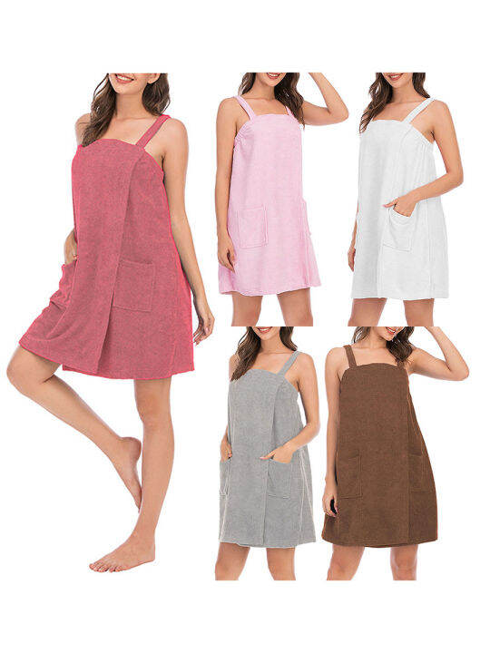 Women Robe Dress Soft Sleeveless Lightweight Bathrobe Loose Slip Dress