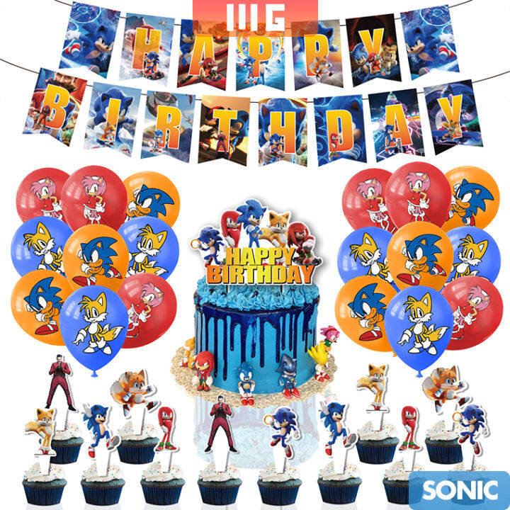 Sonic The Hedgehog Themed Birthday Party Decoration Banner Balloons ...