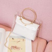 【YF】 Women PVC Transparent Square Bag Clear Satchel Crossbody Chain Small Jelly Ring Handle Handbags UND Sale